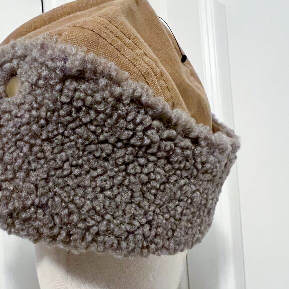 NWOT REI CO OP Hat Small Medium Farlands Ear Flaps Tan Faux Shearling Canvas - Picture 5 of 6